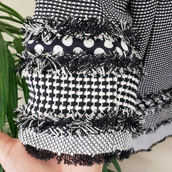 NWT Maison Common | Boho Fringe Black White Jacket - Picture 8 of 10